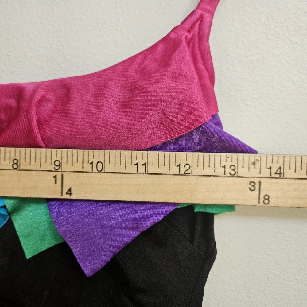 VTG 90s Sirena High Cut Leg One piece Swimsuit Sz XS Color Block Ruffle
